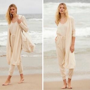 Free People Bicoastal SET Cardigan and Jumpsuit Cream NWT Medium